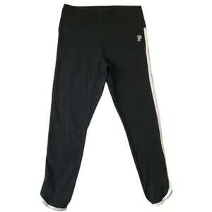 Victoria's Secret PINK Women Activewear Pants L Black Logo Embroidery Yoga